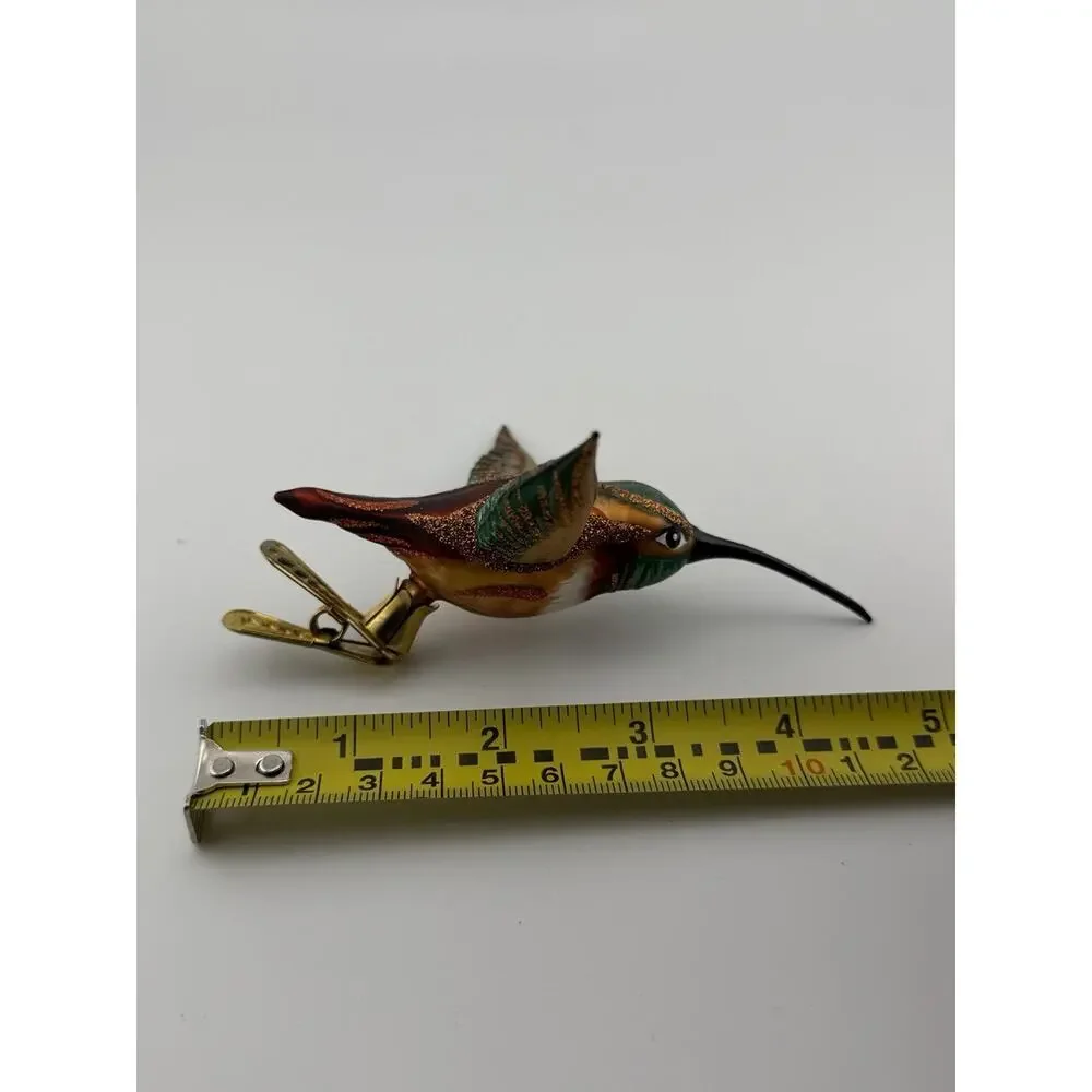 Glass Hummingbird Clip on Christmas Ornament Hand Painted 5